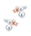 Gorgeous Three Pearl Cluster Silver Ear Stud STS-5262